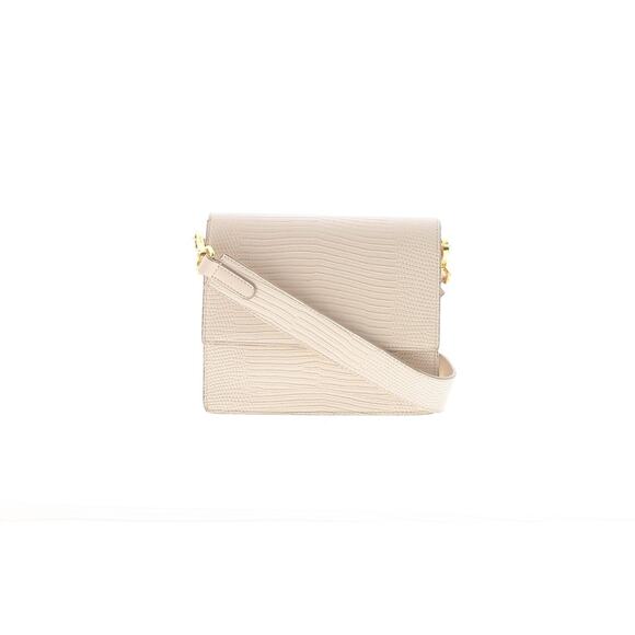 JW Pei Croc-Embossed Crossbody Bag Ivory Vegan Leather Minimalist Modern Classic - Picture 2 of 10